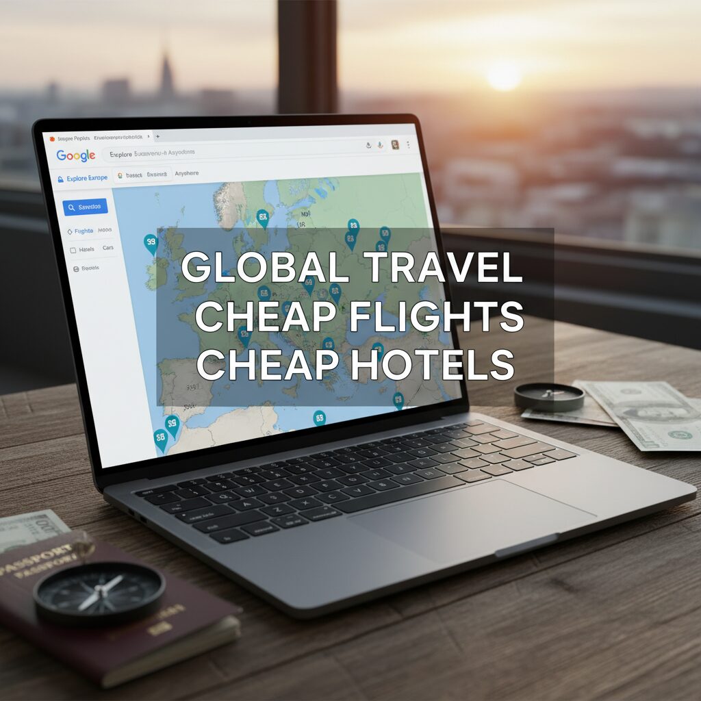 Screenshot of the Google Flights "Explore" map interface showing price pins across Europe.